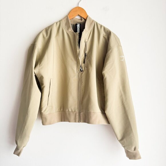 Gymshark Essential Bomber Jacket Light Beige M - Picture 1 of 5